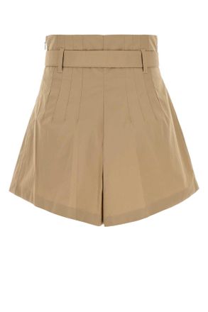 Prada Womens Beige Poplin Shorts Kaki Bermuda