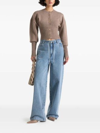 Mani&egrave;re De Voir ribbed button knitted cardigan - women - Lambs Wool/Nylon/Polyacrylic - M - Neutrals