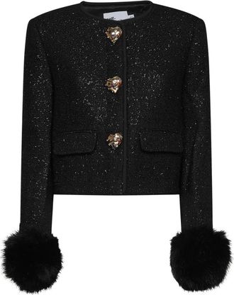 Self Portrait Tweed Jas - Dames - Blazers - Zwart - XS - Tweed - Jassen