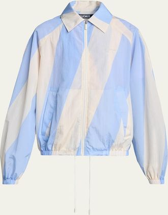 Jacquemus Mens Wide-Stripe Nylon Shirt Jacket