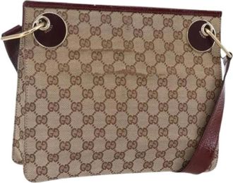 Gucci Pre-owned Cross Body Bags, female, Beige, Size: ONE SIZE Pre-owned Canvas Cross Body Bag