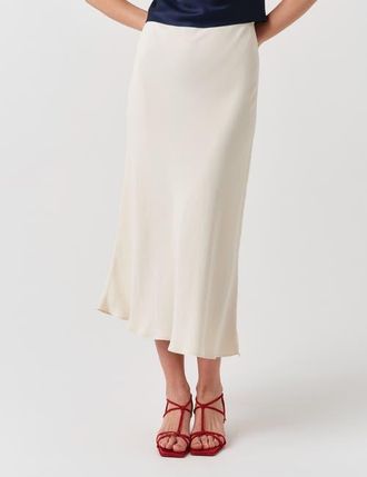 Ghost London Lyra Crepe Midi Skirt in Ivory at Nordstrom, Size 12