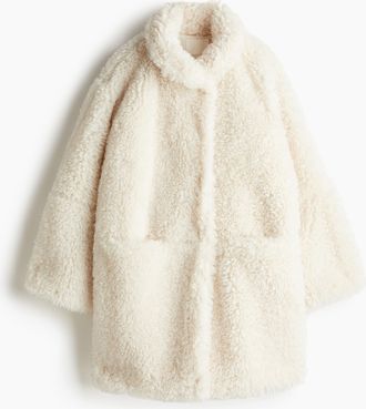 H&M Flauschiger Mantel - White