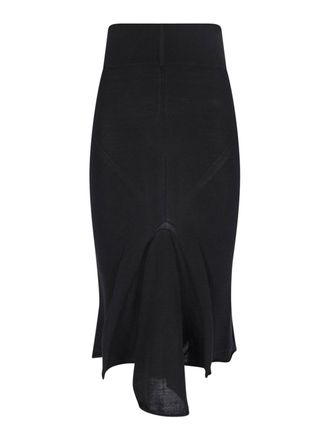 Rick Owens Asymmetrical midi skirt in wool