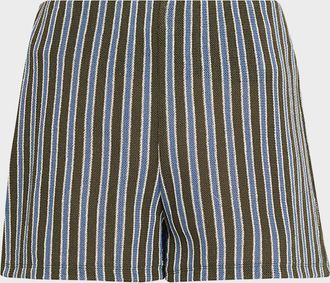 Veronica Beard Vichi Striped Cotton Shorts