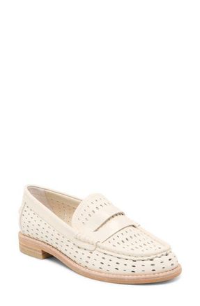 Dolce Vita Wonda Penny Loafer in Off White Perforated Leather at Nordstrom, Size 7.5