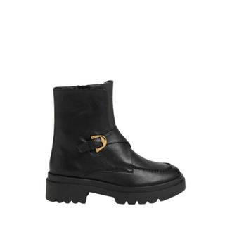 Coccinelle Black Leather Ankle Boots Stitched Detail