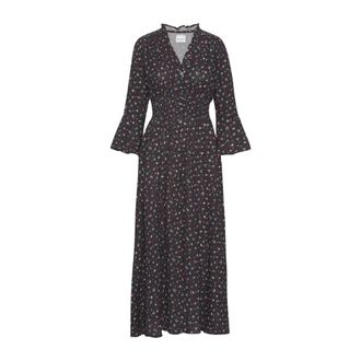 Americandreams Sally Katoenen Lange Jurk - Dames - Maxi kleedjes - Zwart - M - Katoen - Kleedjes