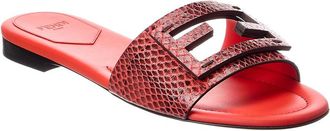 Fendi Fendi Baguette Python-Embossed Leather Sandal