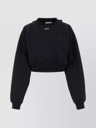 Off-white cropped cotton sweatshirt