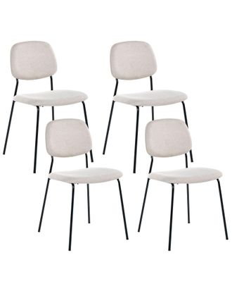 Beliani Set Di 4 Sedie Da Pranzo Con Gambe In Ferro Nero Senza Braccioli Design Minimalista Moderno Impilabili Beige Chiaro E Nero Riley