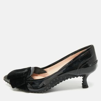 Tod's Tods Black Leather And Velvet Loafer Pumps