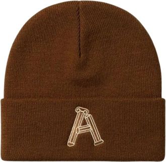 Aries Column A Beanie - Heren - Hoeden - Bruin - ONE Size - Katoen - Accessoires