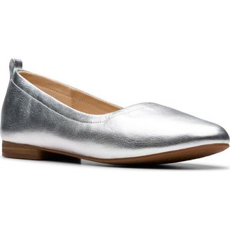 Clarks Fawna Soft Ballet Flat in Silver Metallic at Nordstrom Rack, Size 8.5