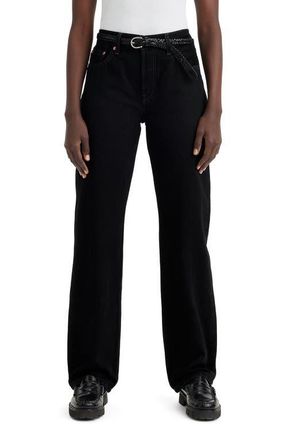 Levi's 501 90s High Waist Straight Leg Jeans in Rinsed Blacktop at Nordstrom, Size 25 X 30