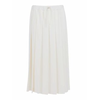 Fabiana Filippi Midi Skirts, female, White, Size: XS Gonna a pieghe con vita elasticata in frescolana tecnico