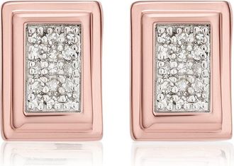Monica Vinader Rose Gold Baja Deco Stud Diamond Earrings Diamond