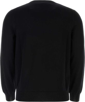 Alexander McQueen Mens Logo-Embroidered Wool Sweater Black