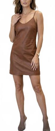 SPRWMN Mini Leather Slip Dress In Brown