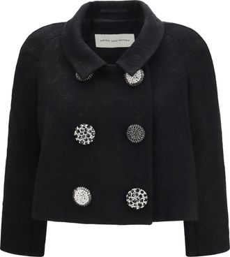 Dries Van Noten Womens Cropped Jacket Black Canvas