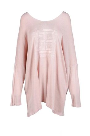 Gil Santucci Pink Geometric Polyester-Blend Knit Top