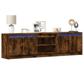 Berkfield Home TV Cabinet with LED Smoked Oak 180x34x50 cm Engineered Wood in Brown | Size: 180 x 34 x 50 cm