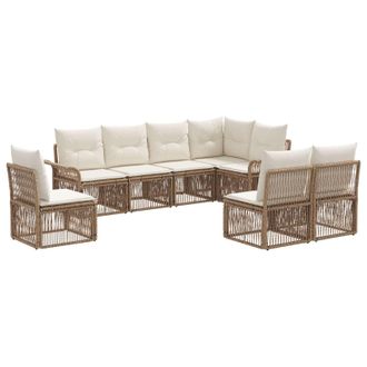 vidaXL Conjunto De Sof&aacute;s De Jard&iacute;n 8 Pcs Beige Rat&aacute;n Sint&eacute;tico Vidaxl