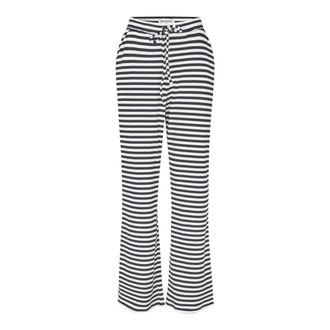 Lollys Laundry Gestreepte Navy Broek met Elastische Taille - Dames - Wijde Broeken - Veelkleurig - XS - Polyester - Broeken