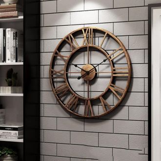 OEM Reloj De Pared Met&aacute;lico Con N&uacute;meros Romanos, Reloj De Pared Vintage De Primera Calidad, Silencioso, Negro, 60 Cm
