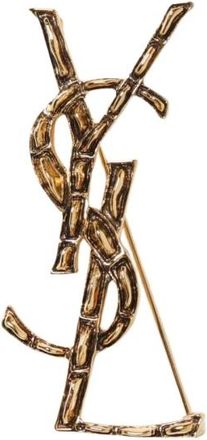 Saint Laurent Brooches, female, Yellow, ONE SIZE, Logo Brooch Pin