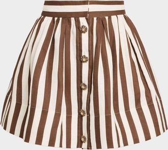 Cara Cara Betty Linen Fit-&-Flare Mini Skirt