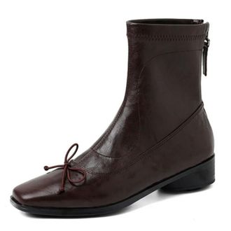 Generic GLDFW Autumn Winter Square Toe Solid Color Boots Morden Versatile Women Boots Comfortable Soft Shoes