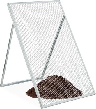 Relaxdays Cribadora Tierra, 100x60 Cm, Criba Jard&iacute;n, Metal Galvanizado, Malla De 15 X 30 Mm, Tamiz Abono, Plateado - Relaxdays