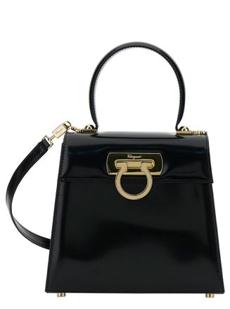 Ferragamo Black Gancini Small Satchel