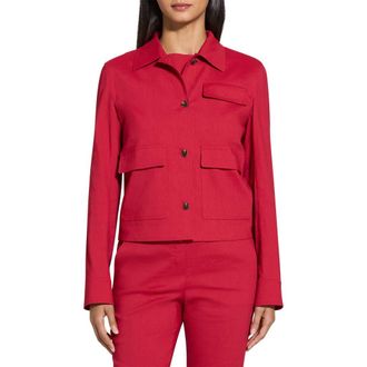 Theory Casual Linen Blend Jacket in Cherry at Nordstrom Rack, Size Large