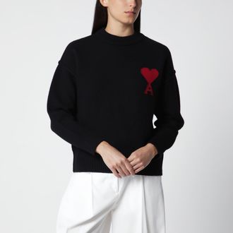 Ami Black Ami de Coeur virgin wool sweater