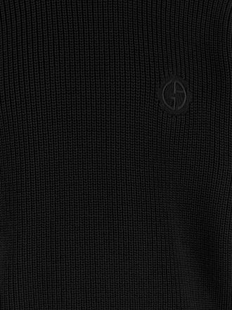 Giorgio Armani Mens Wool Sweater With Logo Black Virgin