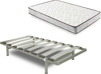 HOGAR 24 Cama Completa - Colchón Flexitex con Tejido 3D y Aloe Vera, Altura 18 cm + Somier Desmontable + Patas de 25 cm, 90x200 cm