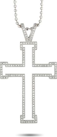 Theo Fennell 18K White Gold 1.0ct Diamond Cross Pendant Necklace TF03-051926