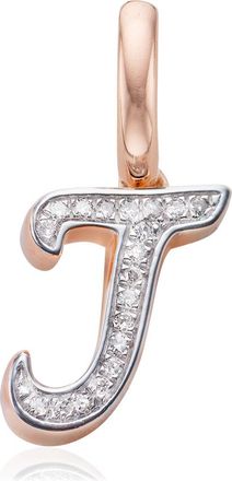 Monica Vinader Rose Gold Alphabet J Diamond Pendant Charm Diamond