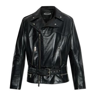 Alessandra Rich Leren jas - Dames - Leren en Su&egrave;de Jassen - Zwart - 2XS - Leer - Jassen