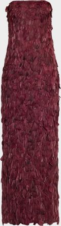 SIMKHAI Malvina Feather Strapless Gown