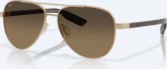 Costa Unisex Peli Polarized Aviator Sunglasses In Brushed Gold/copper Gradient