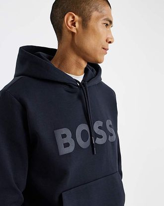 HUGO BOSS Large Logo Hoodie - Navy