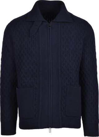 Paolo Pecora Truien & Vesten, Heren, Blauw, S, Wol, Cardigan met rits