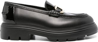 Ferragamo Gancini-plaque loafers - women - Leather - 8.5C - Black