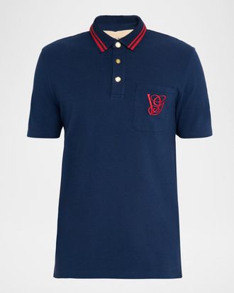 Valentino Garavani Mens Embroidered VG-Pocket Polo Shirt
