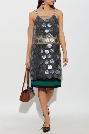 Marni Dress With Mother-of-pearl Appliqu&eacute;s, Womens, Grey