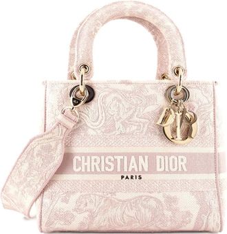 Dior Toile de Jouy Lady D-Lite Bag Embroidered Canvas tote bag - Toni neutri