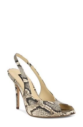 Nine West Pretta Slingback Peep Toe Pump in Light Natural at Nordstrom, Size 10.5